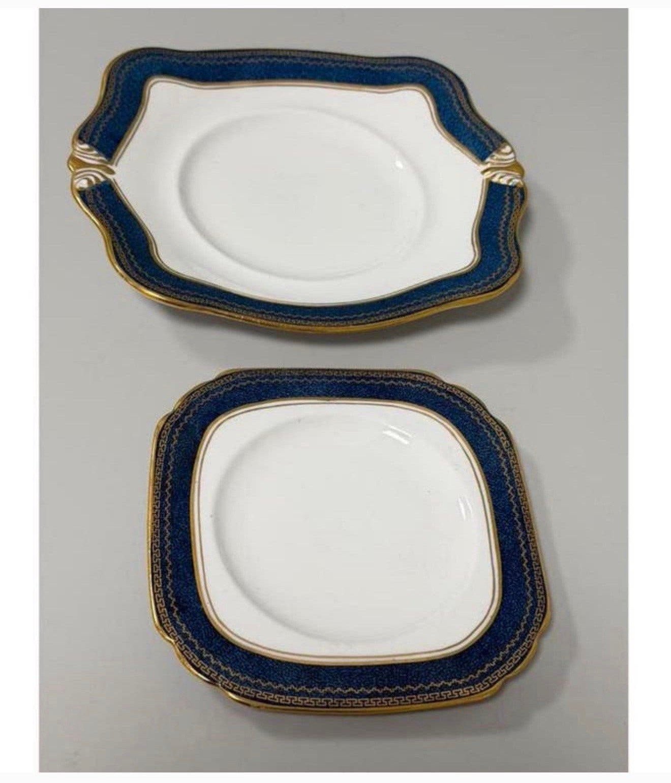 Vintage porseleinen schaal bord 2x Tuscan England blauw/goud, Antiek en Kunst, Ophalen of Verzenden
