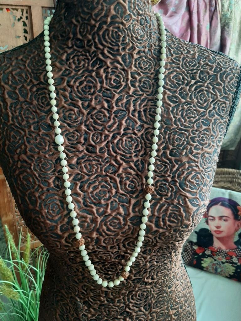 Nieuw!Pimsandpearls/Edelsteen Saya Mala ketting Riverstone, Ophalen of Verzenden, Nieuw, Steen of Mineraal, Verstelbaar