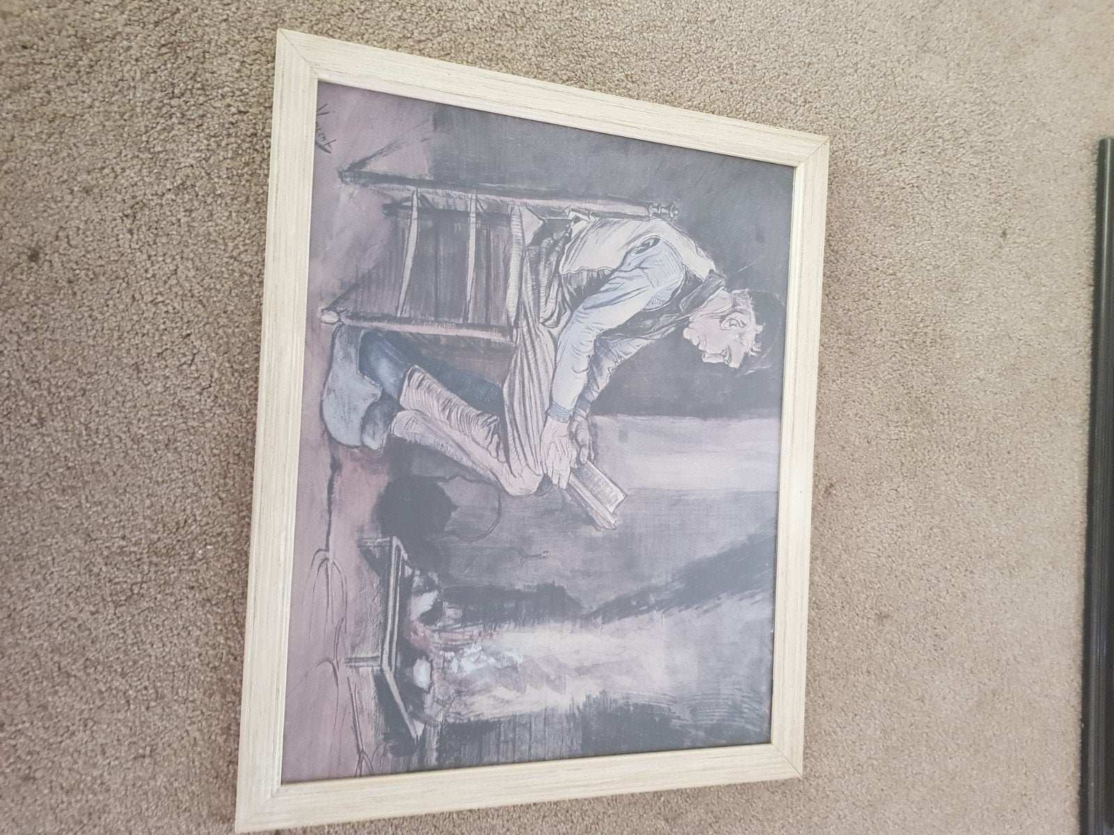 Ingelijste print van man met boek, Ophalen