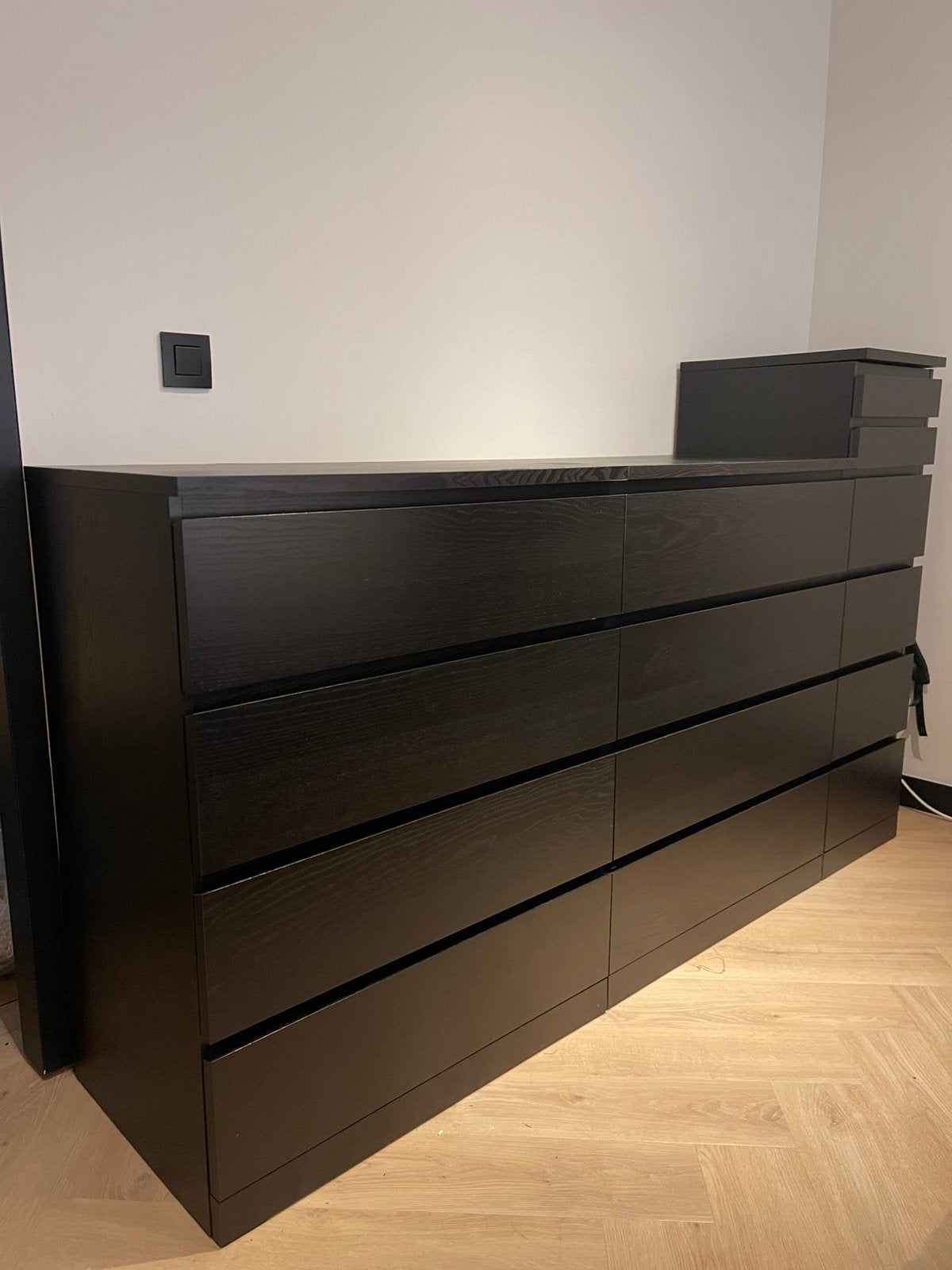 Malm ladekast ikea zwart, Ophalen, 50 tot 100 cm, Zo goed als nieuw, 3 of 4 laden