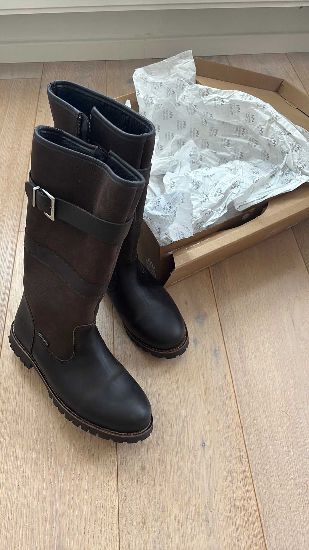 Human Nature , bruine waterdicht,  leder laars maat 40, Ritssluiting, Nieuw, Ophalen of Verzenden, Bruin