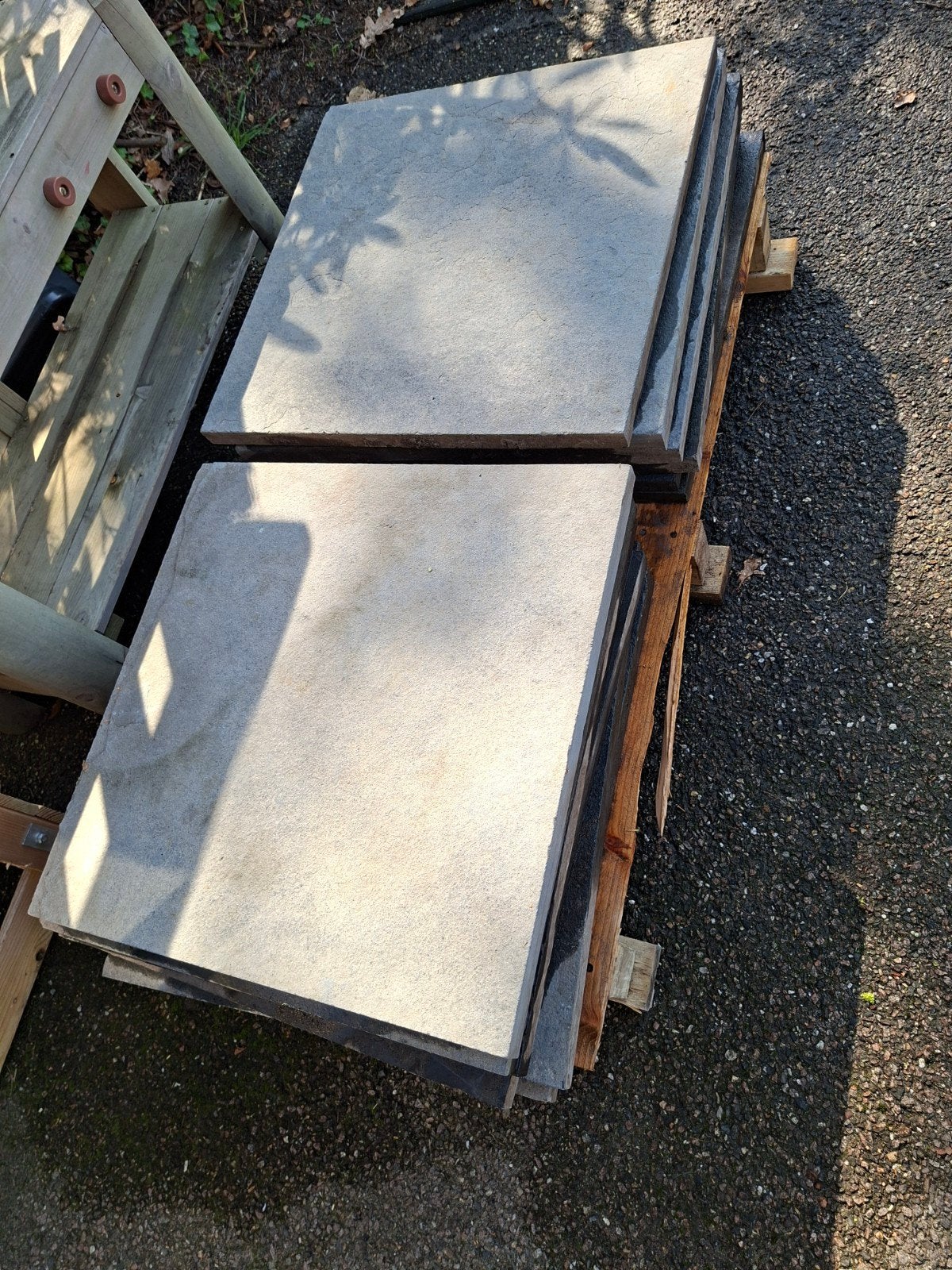Natuursteen terrastegels 60x60x3 cm - 12 stuks, Ophalen, Gebruikt, 5 tot 10 m², Natuursteen