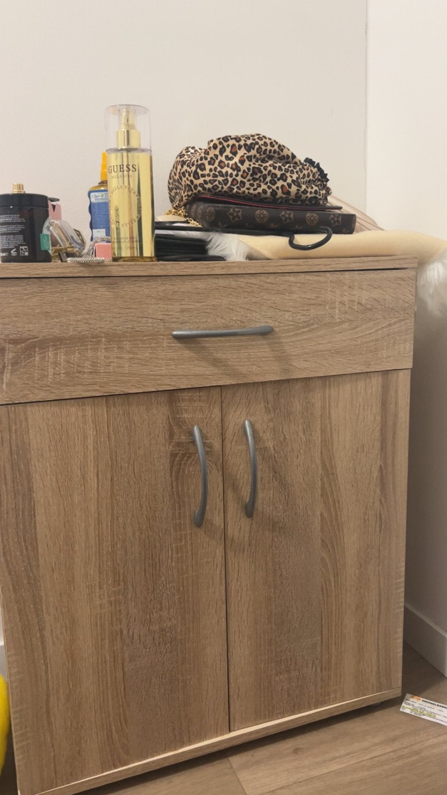 Houten kastje met lade en deuren, Gebruikt, Met lade(s), 25 tot 50 cm, Overige houtsoorten