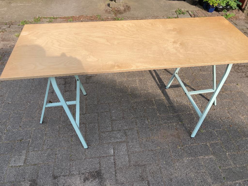 Ikea tafelblad met schragen Brakig, Gebruikt, 150 cm, Hout, IKEA