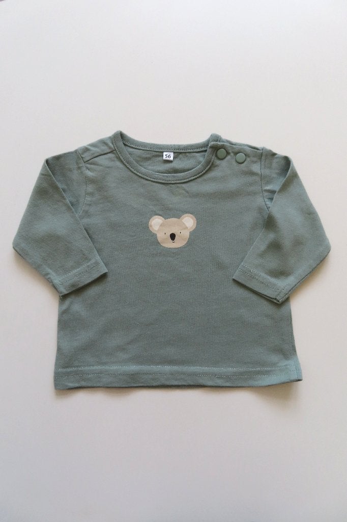 Longsleeve Koala Print Saliegroen Zeeman mt 56 (L64), Kinderen en Baby's, Babykleding | Maat 56, Zeeman, Ophalen of Verzenden