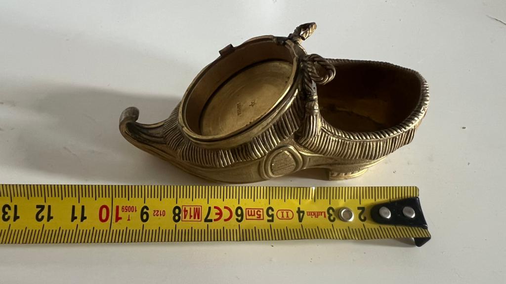 Antieke Franse bronzen zakhorloge houder / asbak - Schoentje, Antiek en Kunst, Ophalen of Verzenden, Brons