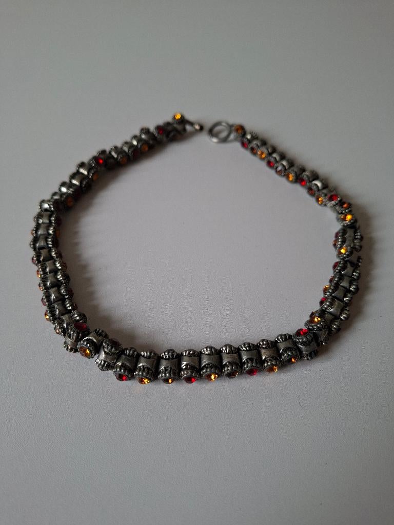 Vintage Otazu schakelketting in kleuren rood/geel/oranje, Ophalen, Zo goed als nieuw, Overige kleuren, Overige materialen