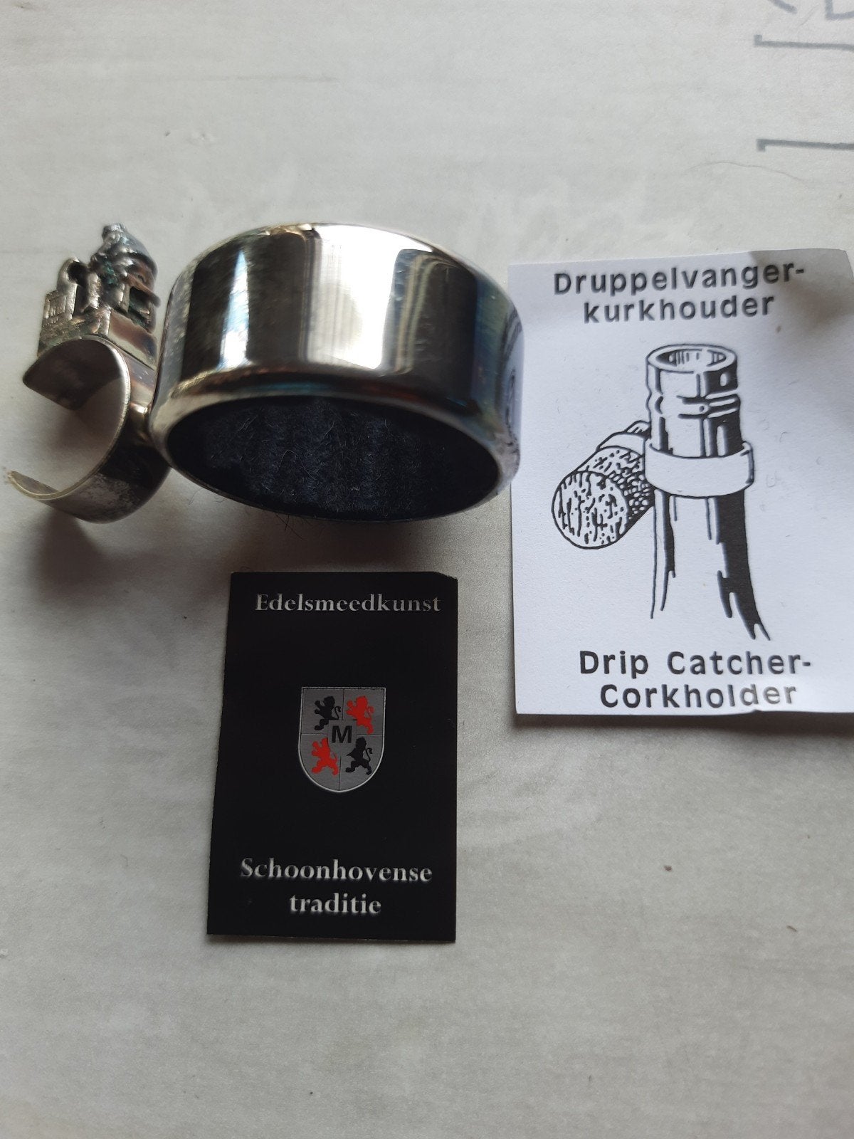 Druppelvanger kurkhouder - Edelsmeedkunst Schoonhoven, Overige typen, Zilver, Ophalen of Verzenden, Zo goed als nieuw