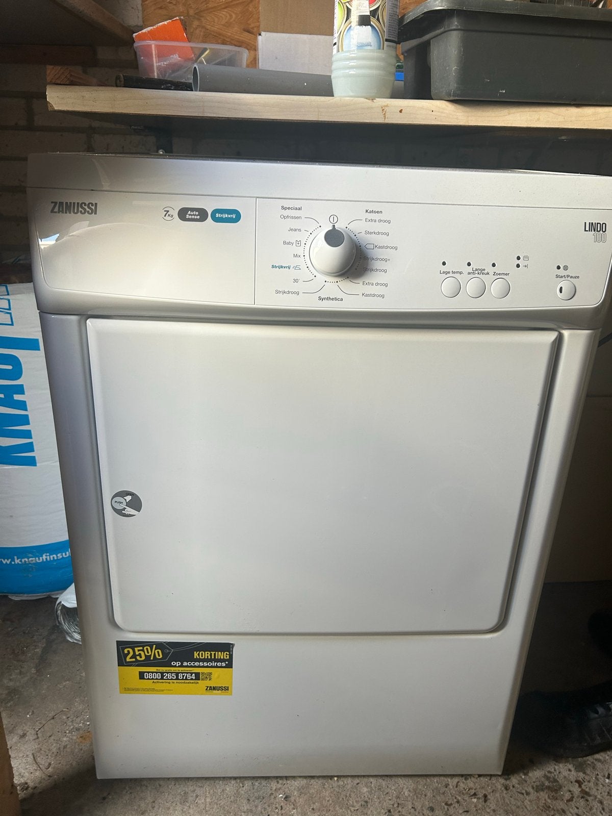 Zanussi Lindo 100 Wasdroger - 7kg Capaciteit, Ophalen, 6 tot 8 kg, Gebruikt, Luchtafvoer