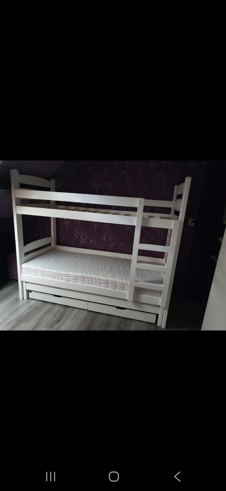 Wit Stapelbed met Uitschuifbaar Bed en Lades, Ophalen, Gebruikt, 90 cm, Eenpersoons