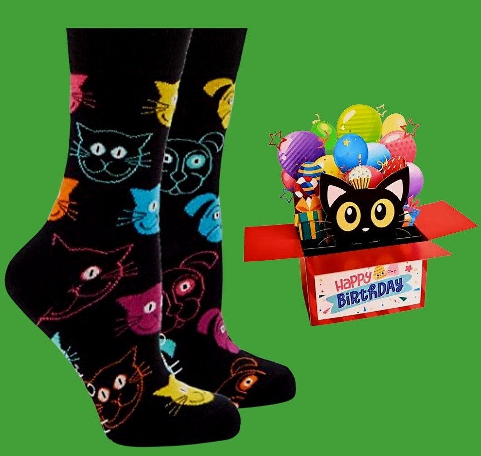 POES/KAT SOKKEN + POP UP VERJAARDAGS KAART POES/KAT, Ophalen of Verzenden, Nieuw