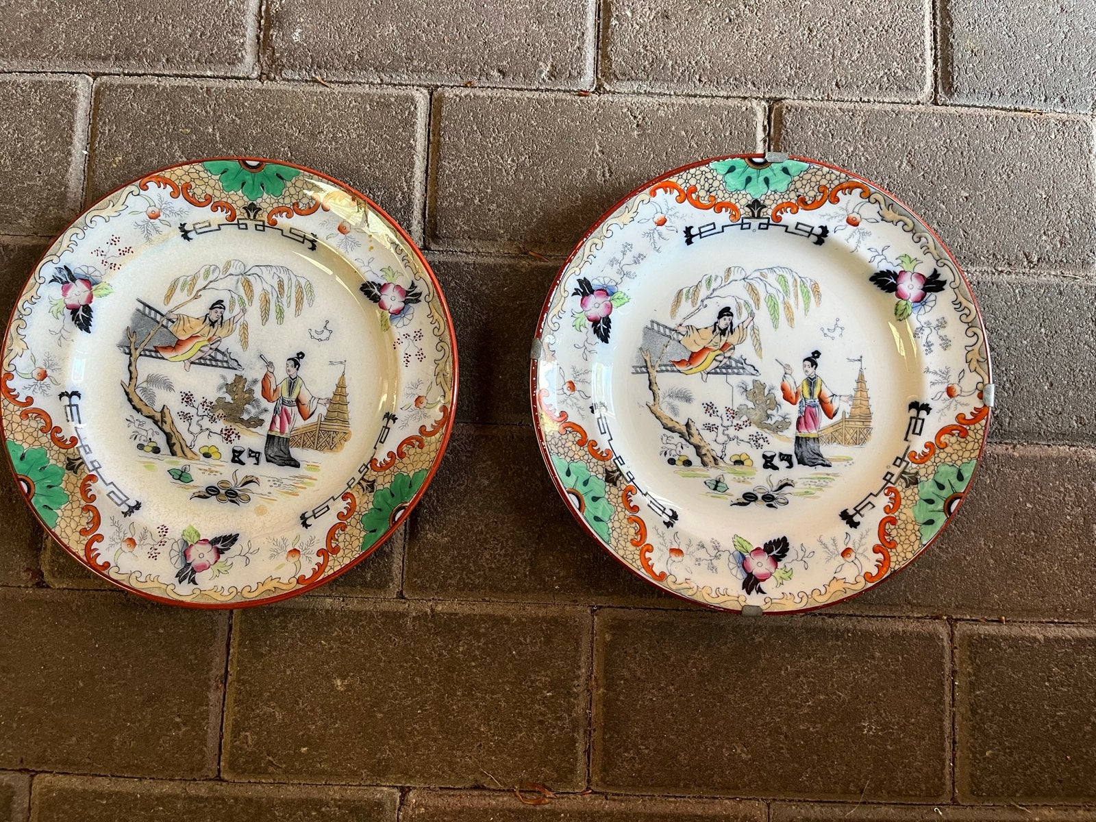 Set van 2 antieke Timor borden - Chinees decor, Ophalen