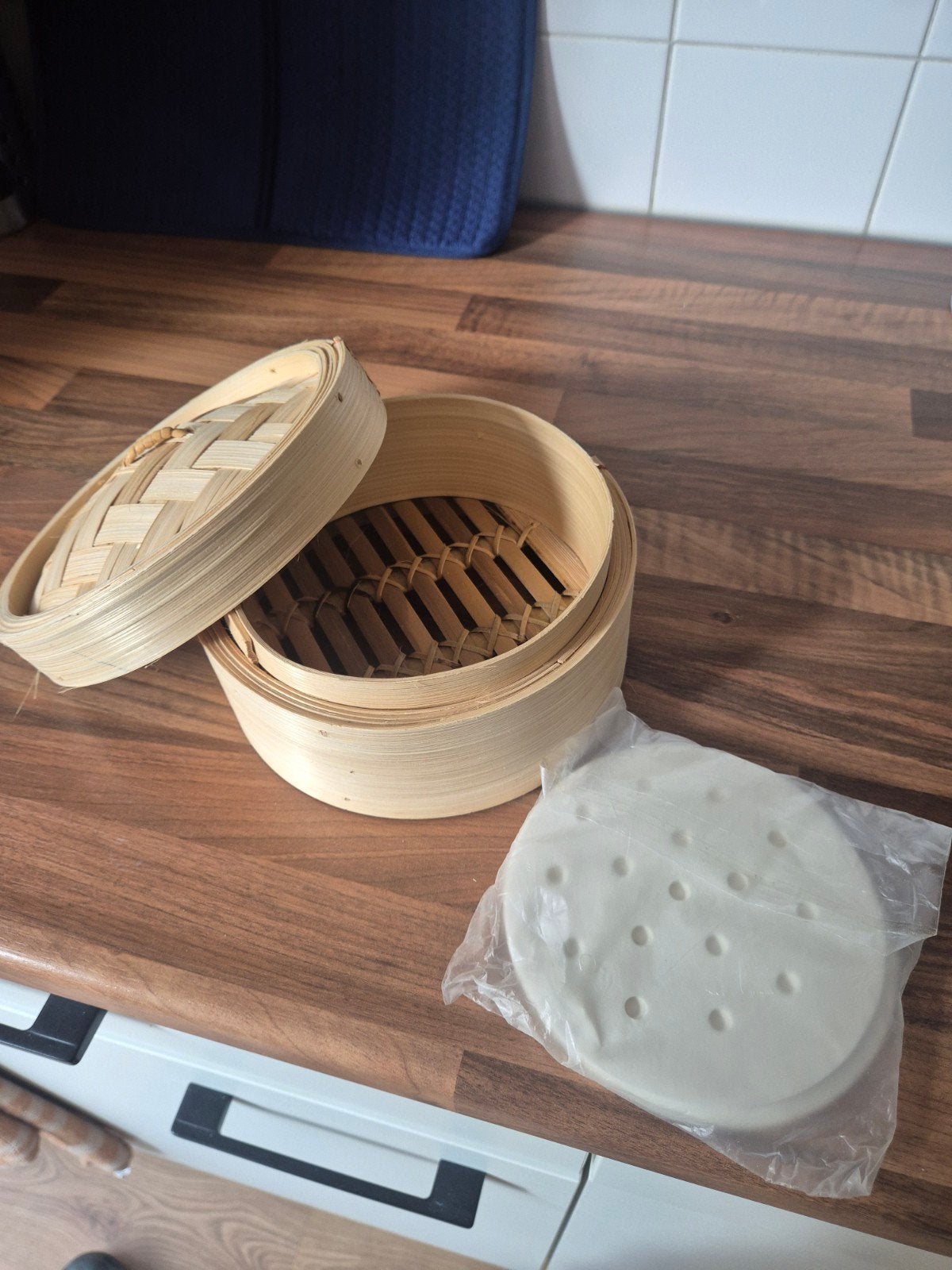 Bamboe stoommandje met stoomvellen, Overige typen, Ophalen of Verzenden, Bruin, Natuurlijk materiaal