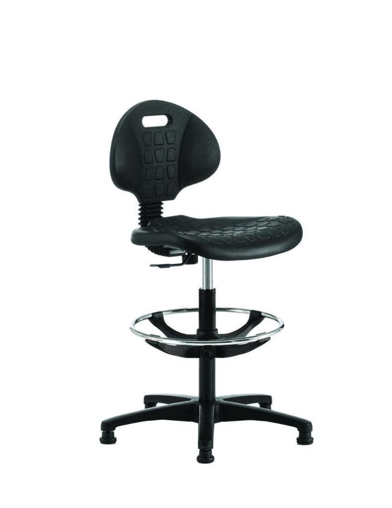 Hoge werkstoel, model Techniker, Zwart Polyurethaan zitting, Huis en Inrichting, Bureaustoelen, Nieuw, Bureaustoel, Zwart, Ergonomisch