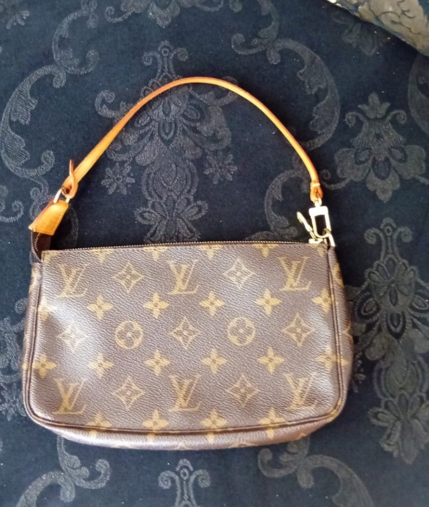 Originele louis Vuitton vintage pochette handtas, Ophalen of Verzenden, Zo goed als nieuw, Bruin, Handtas