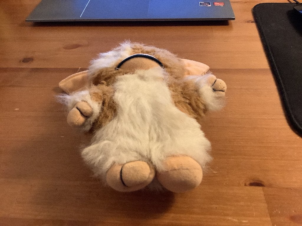Vintage Gizmo knuffel Gremlins, 18 cm. schade aan oor, Ophalen of Verzenden, Gebruikt