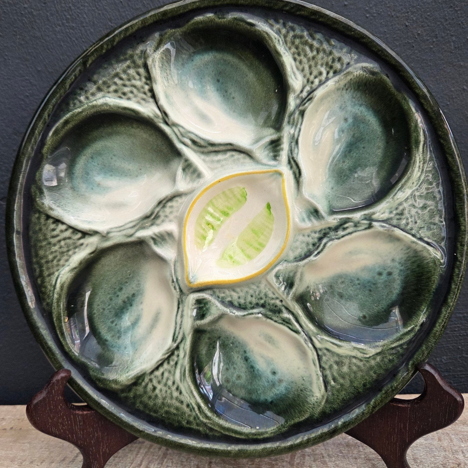 Vintage St Clement Majolica Oesterbord - Frankrijk, Antiek en Kunst, Antiek | Keramiek en Aardewerk, Ophalen of Verzenden
