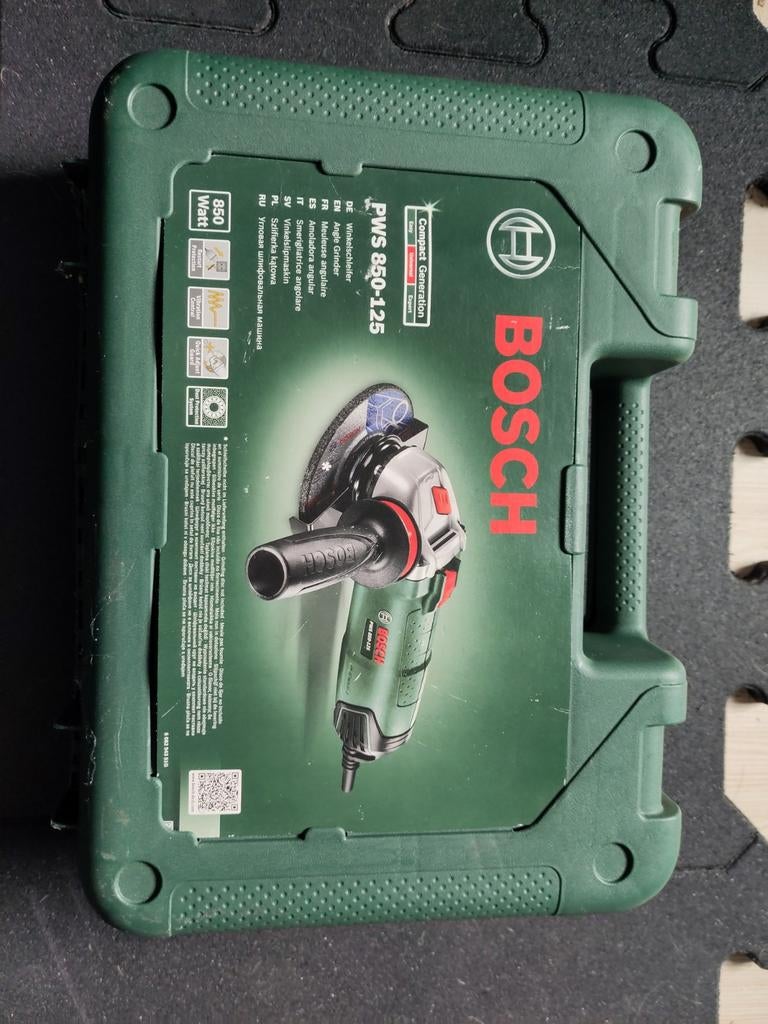 Bosch PWS 850-125 haakse slijper in koffer, Ophalen, Gebruikt, 700 tot 1000 watt, Haakse handslijpmachine