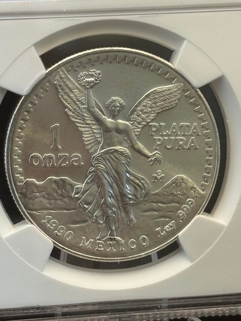 1990 Mexico Zilveren Libertad 1 Oz MS66 NGC, Postzegels en Munten, Munten | Amerika, Ophalen of Verzenden, Midden-Amerika, Losse munt