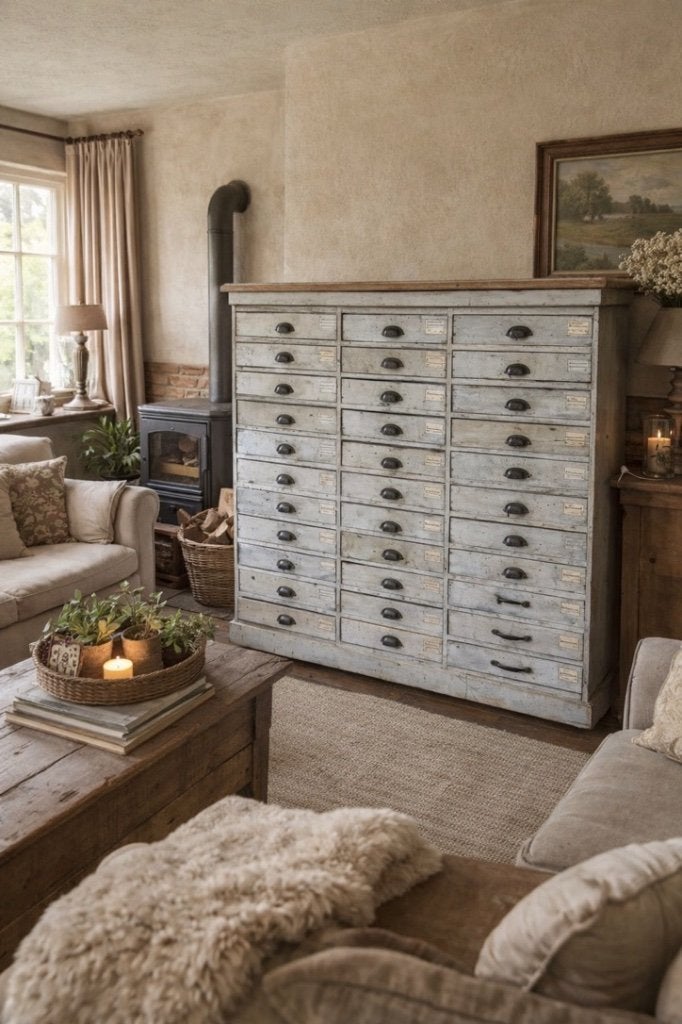 werkplaats kast,industriële,vintage,brocante,lade kast, Hout, Gebruikt, Wijchen, Grijs