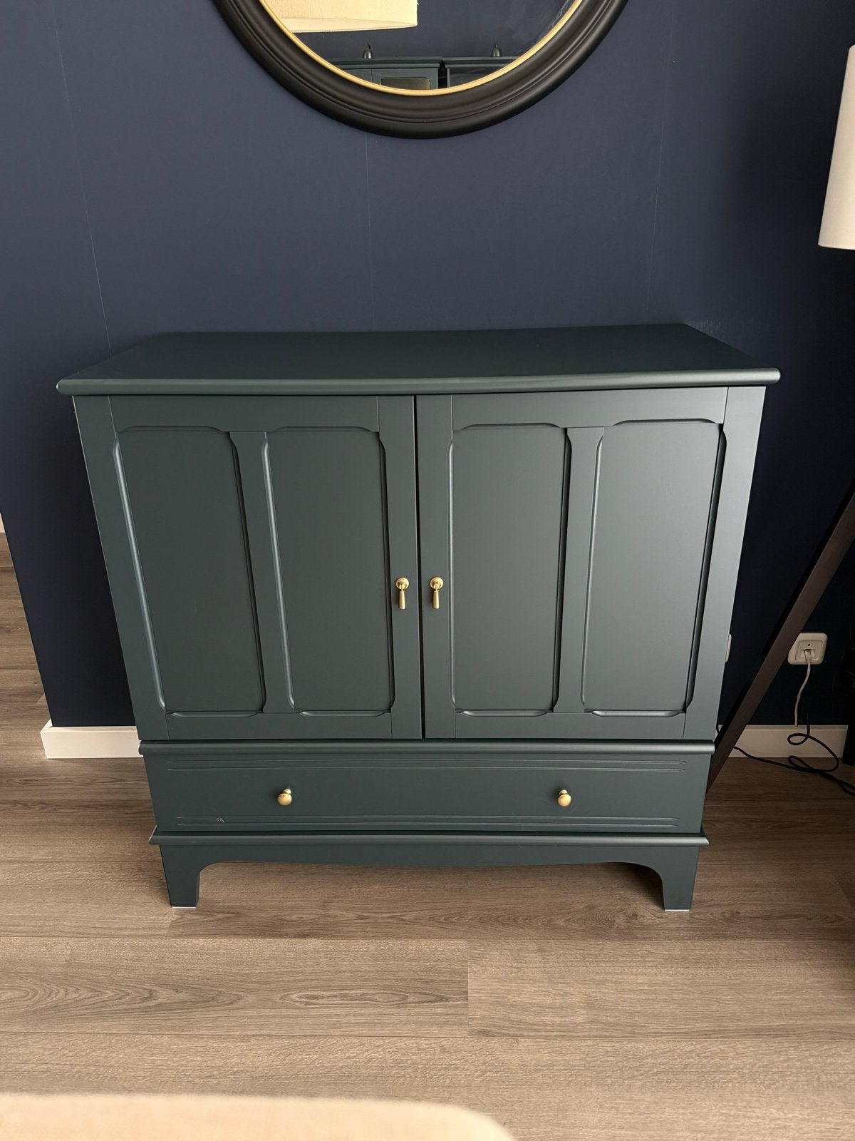 Mooie donker blauwgroene LOMMARP dressoir met lade en deuren, Ophalen, Zo goed als nieuw