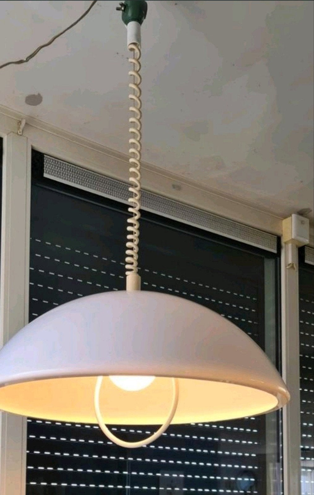 Space Age Witte Kunststof Hanglamp met Trekkoord, Ophalen, Gebruikt, Kunststof, Space Age, Retro, Vintage