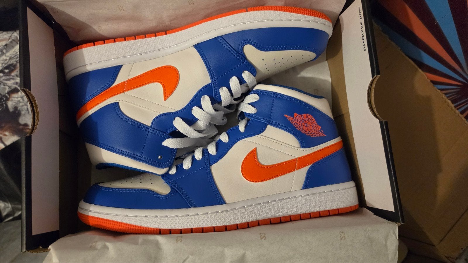 Nike Air Jodan 1 Mid Game Royal/Rush Orange-Phantom mt 42, Verzenden, Nieuw, Sneakers of Gympen, Nike Air Jordan