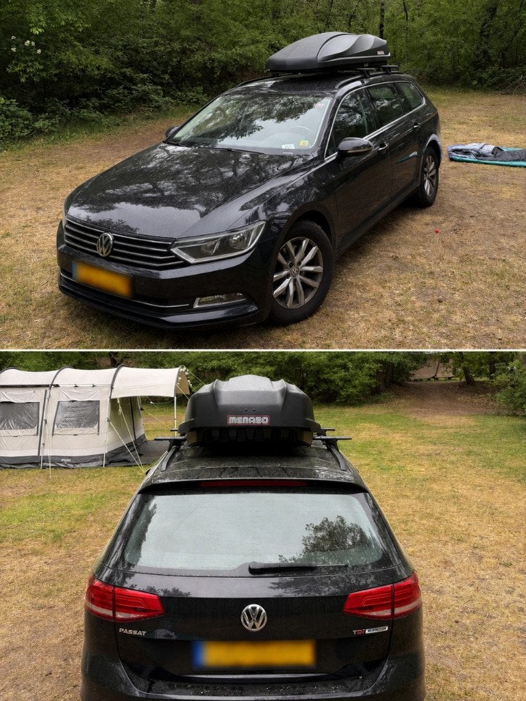 TE HUUR: Menabo Dakkoffer, 520L Zwart T-gleuf bevestiging, Auto diversen, Ophalen, Zo goed als nieuw
