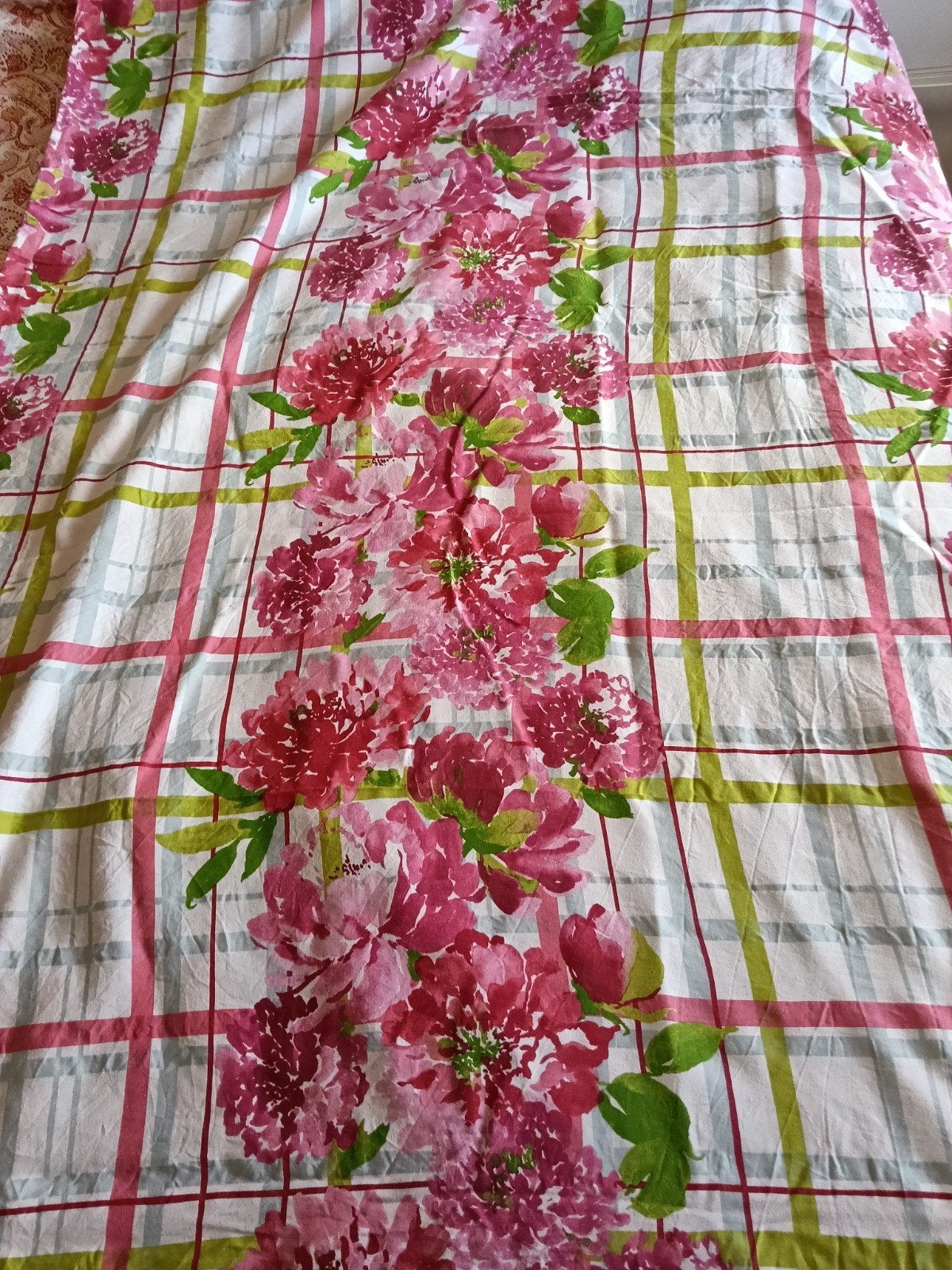 Essenza dekbedovertrekken met bloemen en ruitpatroon, Huis en Inrichting, Gebruikt, Hoeslaken of Sloop, Katoen, Ophalen of Verzenden