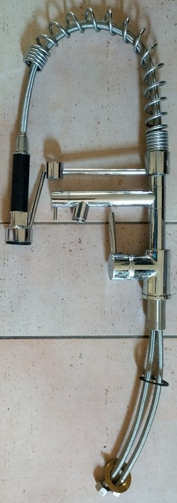 Gebruikte mengkraan met douche functie., Doe-het-zelf en Verbouw, Sanitair, Ophalen of Verzenden, Gebruikt, Chroom, Kraan