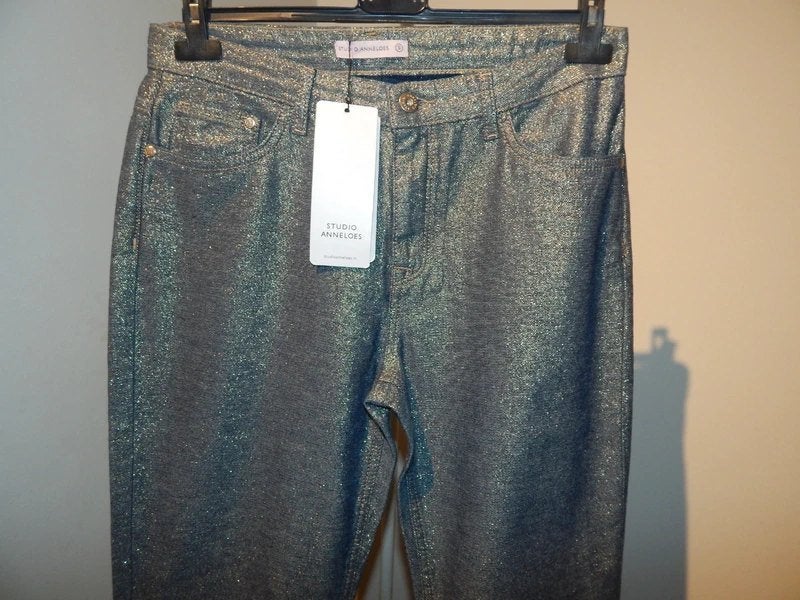 Studio Anneloes nieuwe jeans broek blauw gouden lurex S/M, Studio Anneloes, Nieuw, Maat 36 (S), Lang