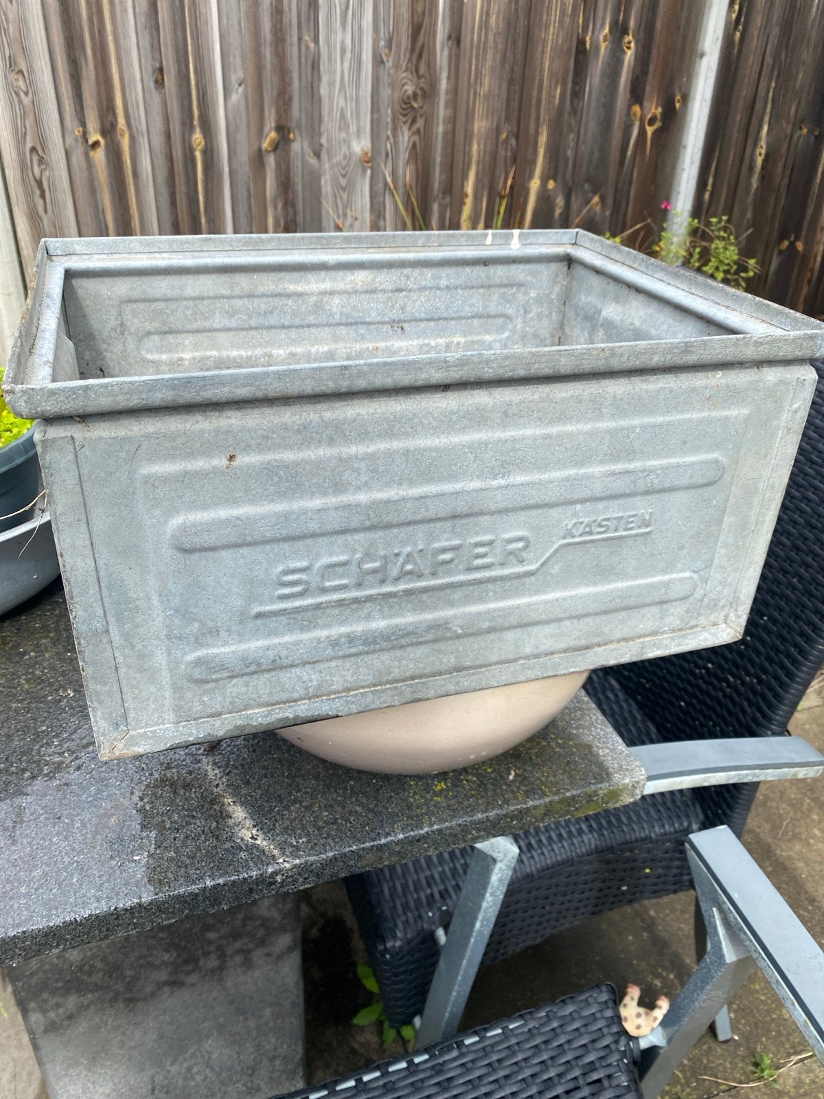 Vintage Schaefer Kasten metalen bak - decoratief, Huis en Inrichting, Kasten | Overige, Ophalen, Gebruikt