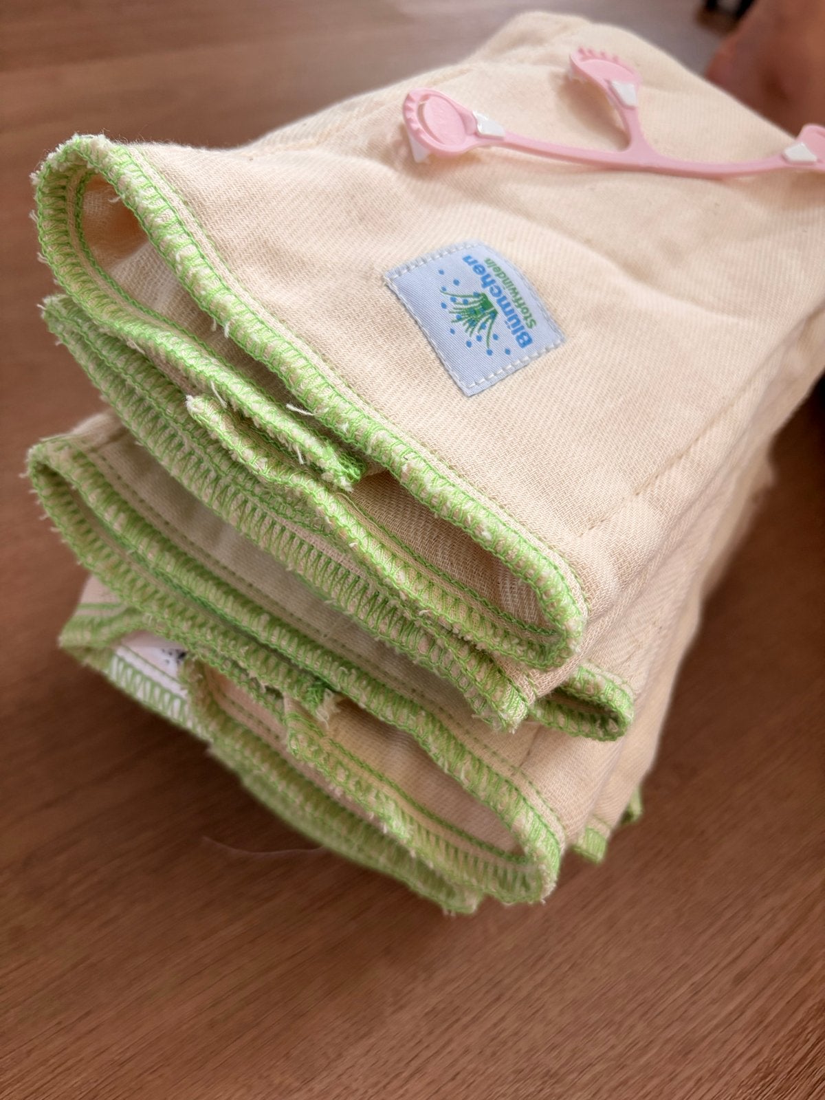 9x Blümchen prefolds vouwluiers (groen, maat S) + sluitclip, Ophalen of Verzenden, Nieuw