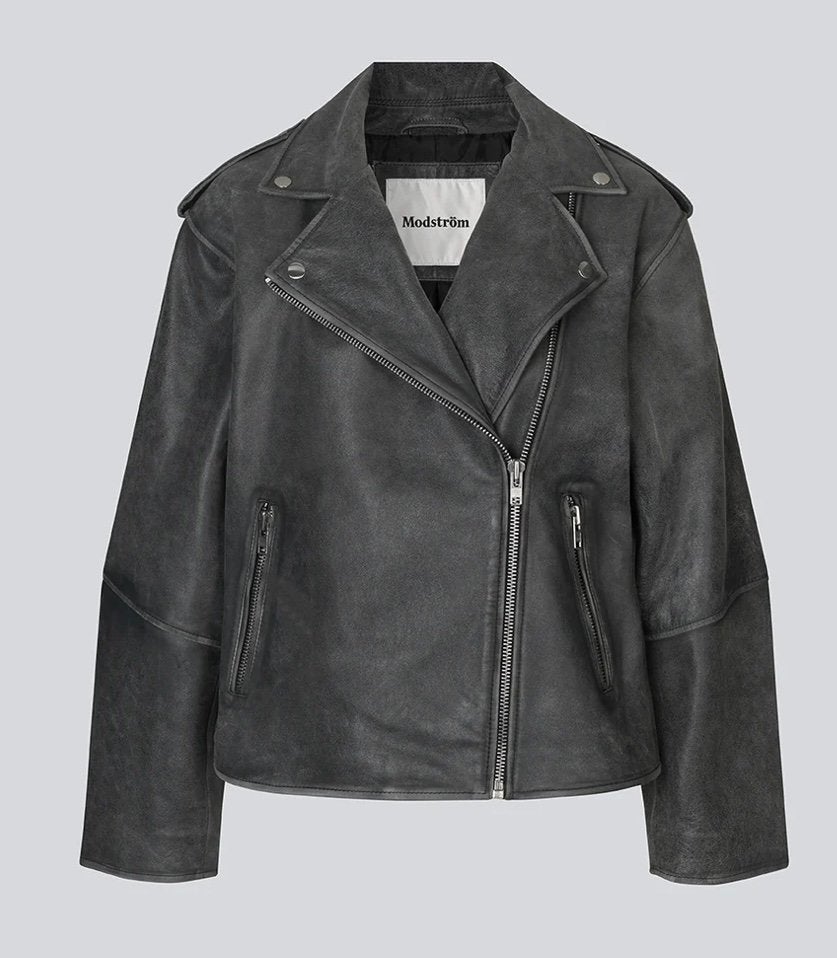 Leren jas dames Modstrom, Kleding | Dames, Ophalen of Verzenden, Zo goed als nieuw, Grijs
