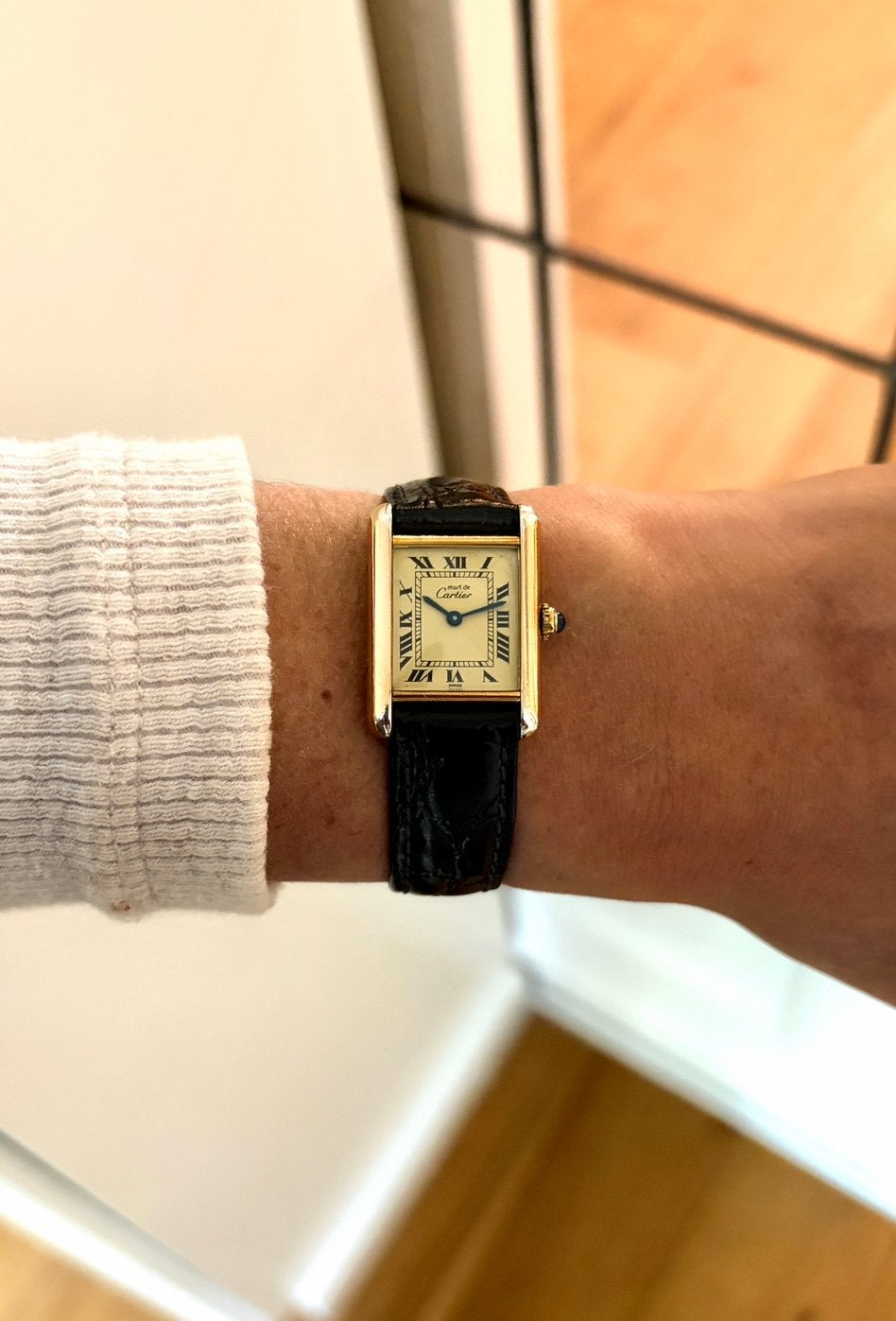 Cartier Tank Must de Cartier Vermeil 5057001, Overige merken, Polshorloge, Ophalen of Verzenden, Zilver