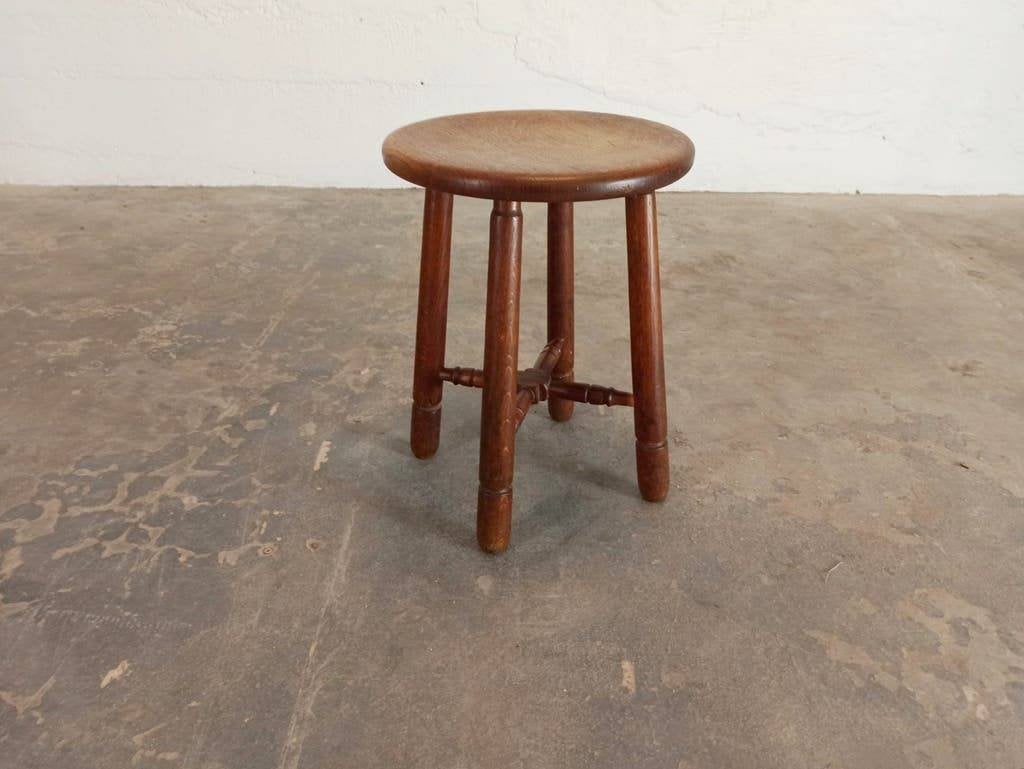 Vintage houten kruk, bijzettafel, plantentafel, rond, Ophalen, Tweedehands, Tweedehands, Hout