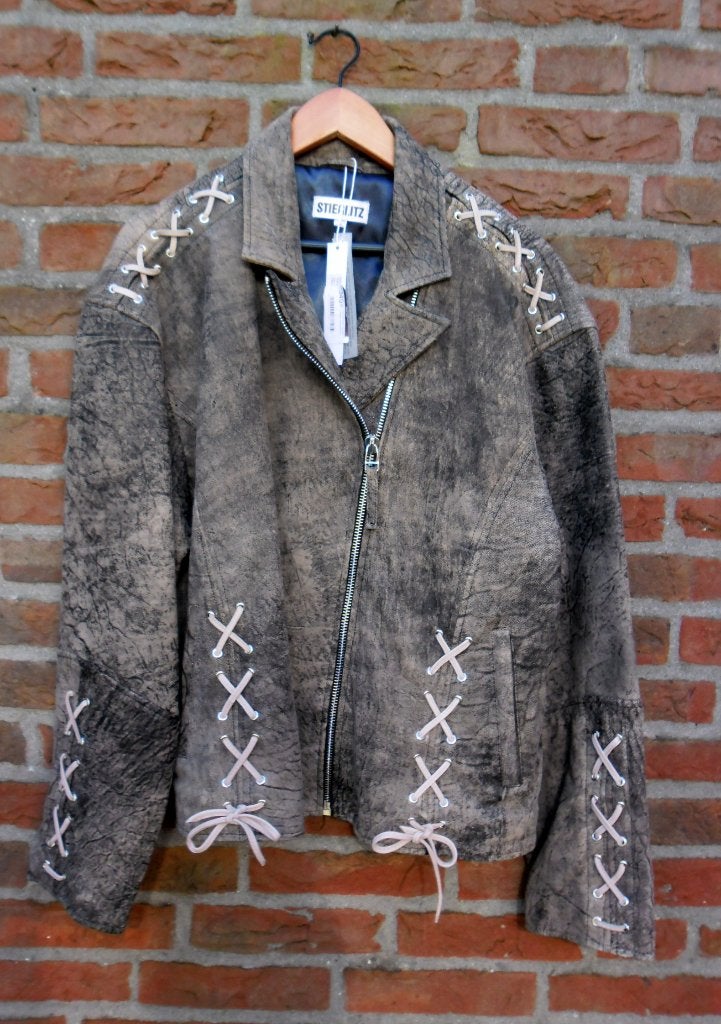 Stieglitz nieuwe soepele leren jas met veters xl, Bruin, Maat 42/44 (L), Nieuw, Stieglitz