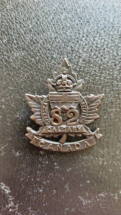 Originele WW1 capbadge 82th CEF., Ophalen of Verzenden, Landmacht, Engeland, Embleem of Badge