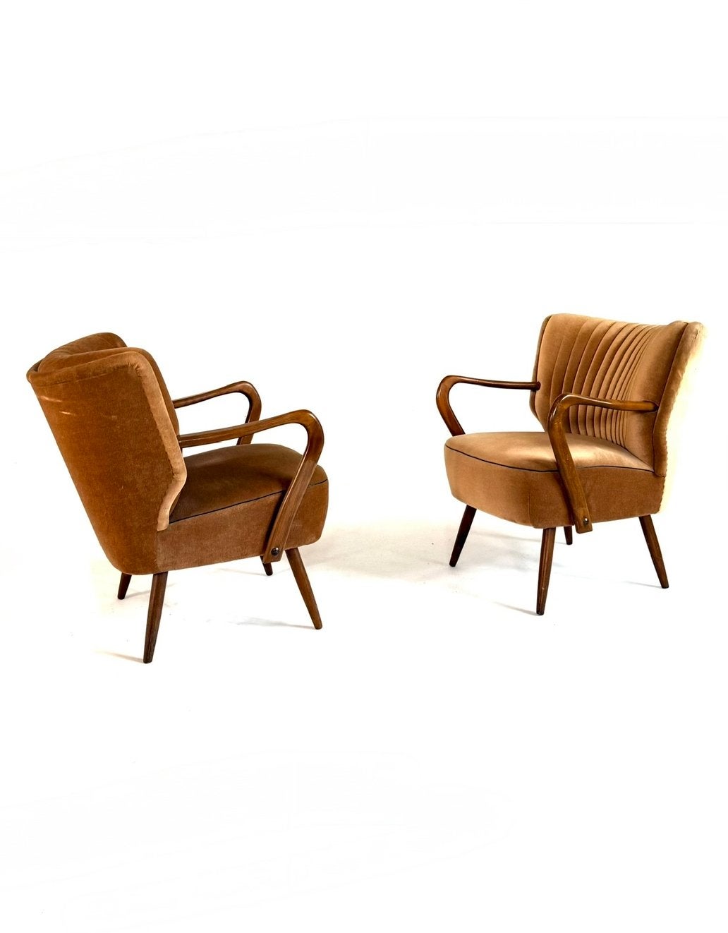 Set van 2 vintage velours cocktailfauteuils ‘60