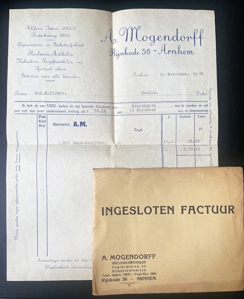 Mogendorff Arnhem - oude correspondentie - 1930, Verzenden, Gebruikt, Overige typen