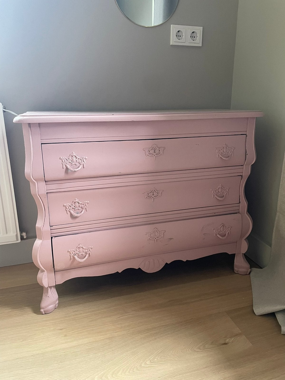 Buikkastje oud roze brocante, Ophalen, 50 tot 100 cm, Zo goed als nieuw, 3 of 4 laden