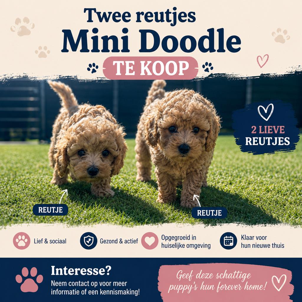 Mini doodle pups, Dieren en Toebehoren, Parvo, Overige rassen, 8 tot 15 weken, Meerdere