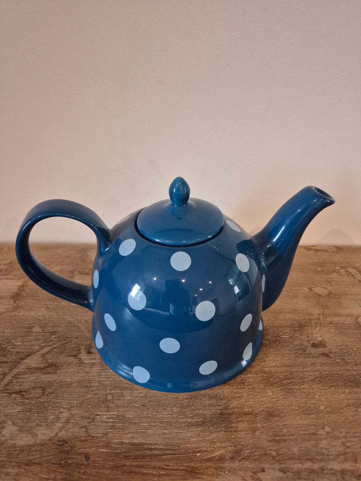 Jameson & Tailor Theepot - Blauw met Witte Stippen, Theepot/fluitketel, Blauw, Ophalen of Verzenden, Zo goed als nieuw