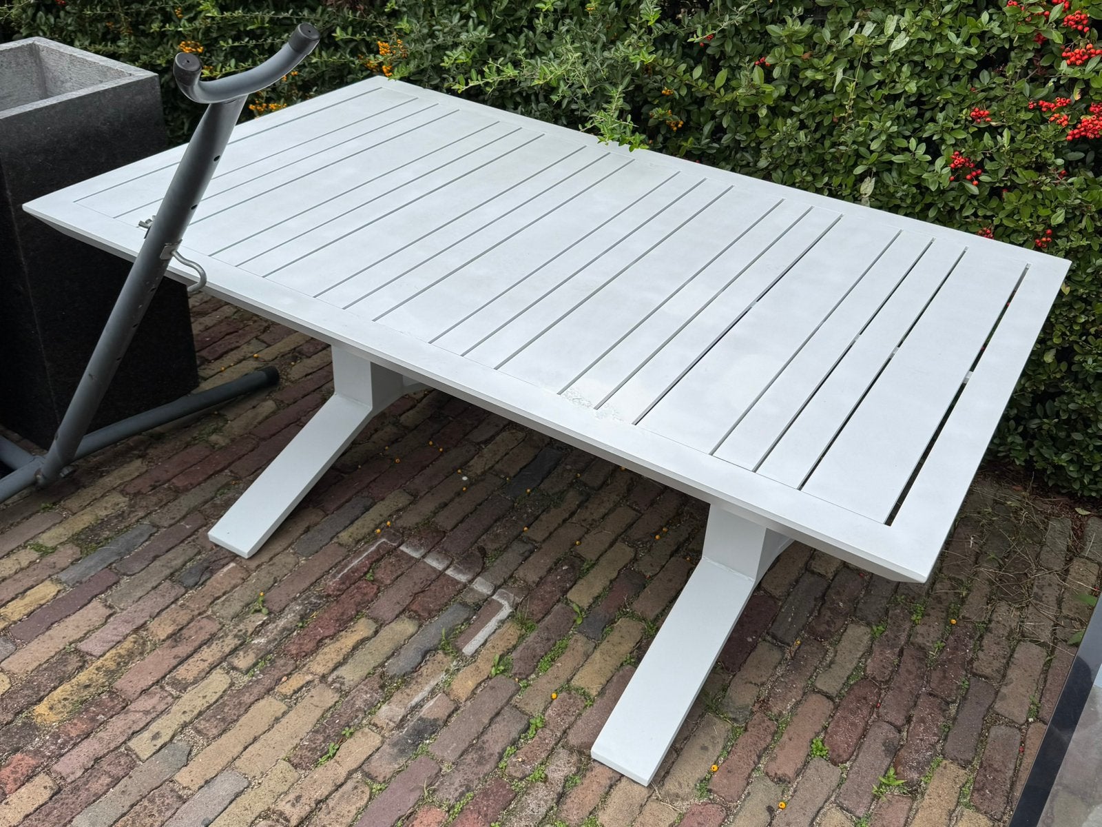 Tuintafel Buitentafel wit aluminium 150 x 90 x 63 cm, Ophalen, Gebruikt, Rechthoekig, Aluminium