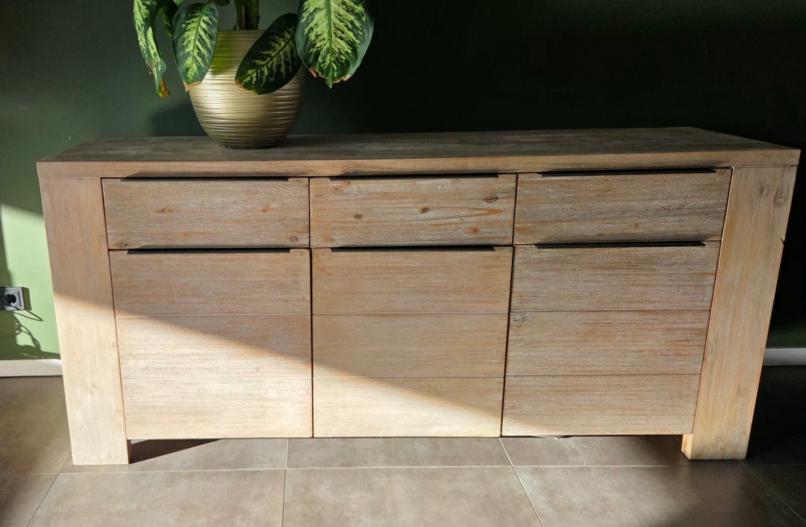 Massief Acacia Houten Dressoir van Pronto - 180 cm Breed, 150 tot 200 cm, Met lade(s), Zo goed als nieuw, Modern