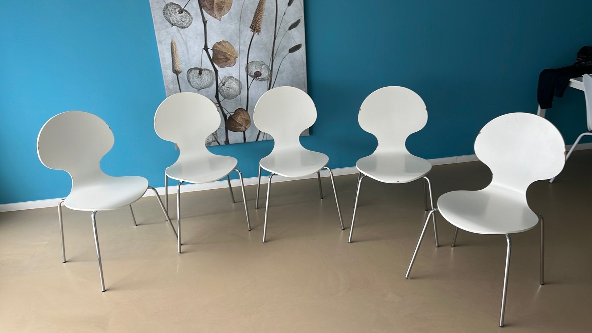 5 Vlinderstoelen, stapelbaar - opknapper, Huis en Inrichting, Ophalen, Gebruikt, Overige kleuren, Vijf, Zes of meer stoelen