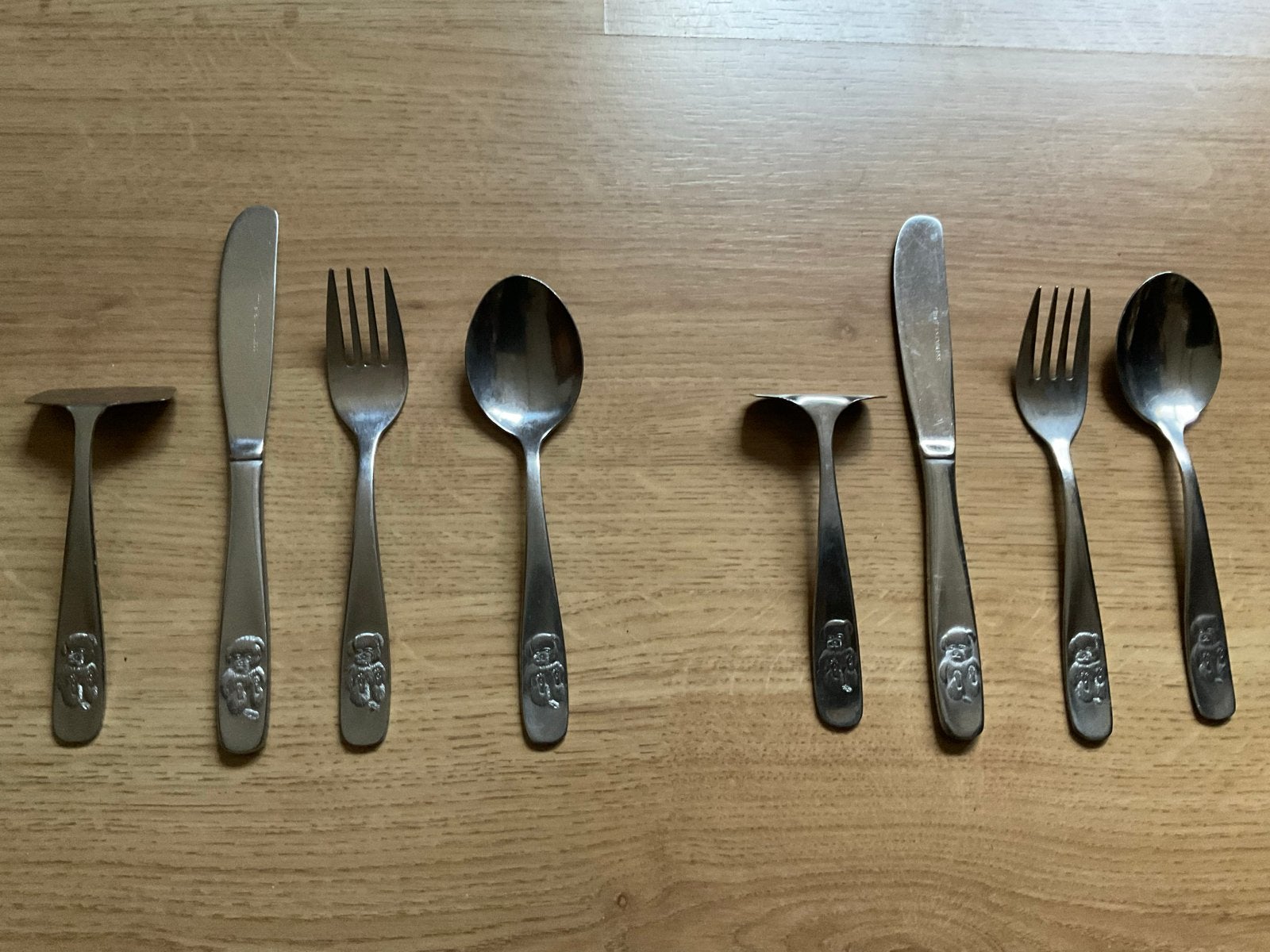 2 sets Amefa kinderbestek beertje 4-delig, Ophalen of Verzenden
