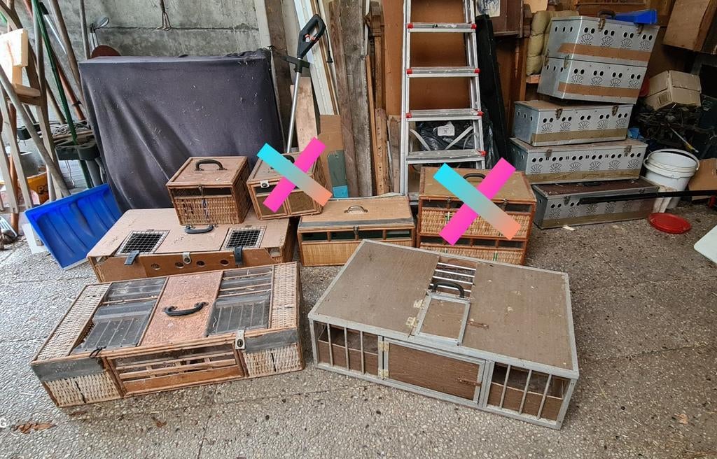 Duivenmanden riet en aluminium, knaagdierenmanden, vogels, Dieren en Toebehoren, Ophalen, Gebruikt