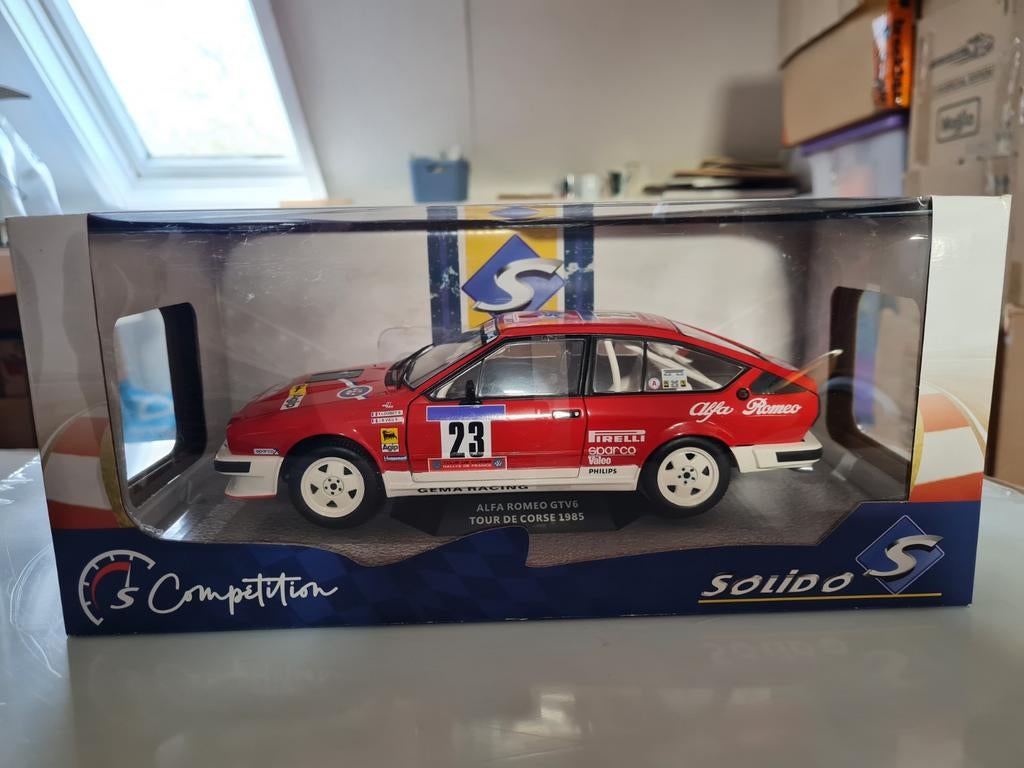 Alfa Romeo GTV6 Tour de Corse 1985 1:18 (Solido), Ophalen of Verzenden, Nieuw, Auto, Solido