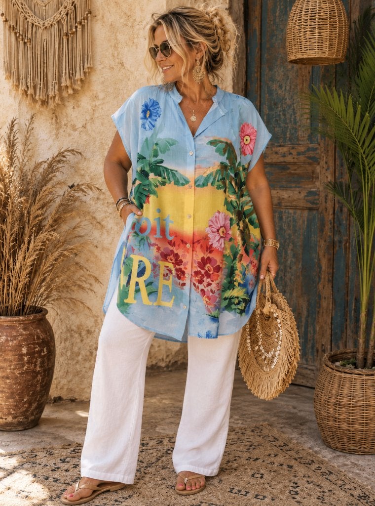 Tropische Summer Blouse / Tuniek Mouwloos One Size, Maat 38/40 (M), Meerkleurig, Nieuw, Ophalen of Verzenden